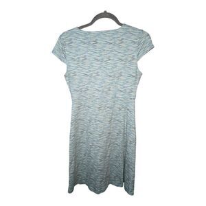 Toad&Co Teal/Green Women's Rosemarie Dress with V-Neck, Bust Pleats, and Cap Sle